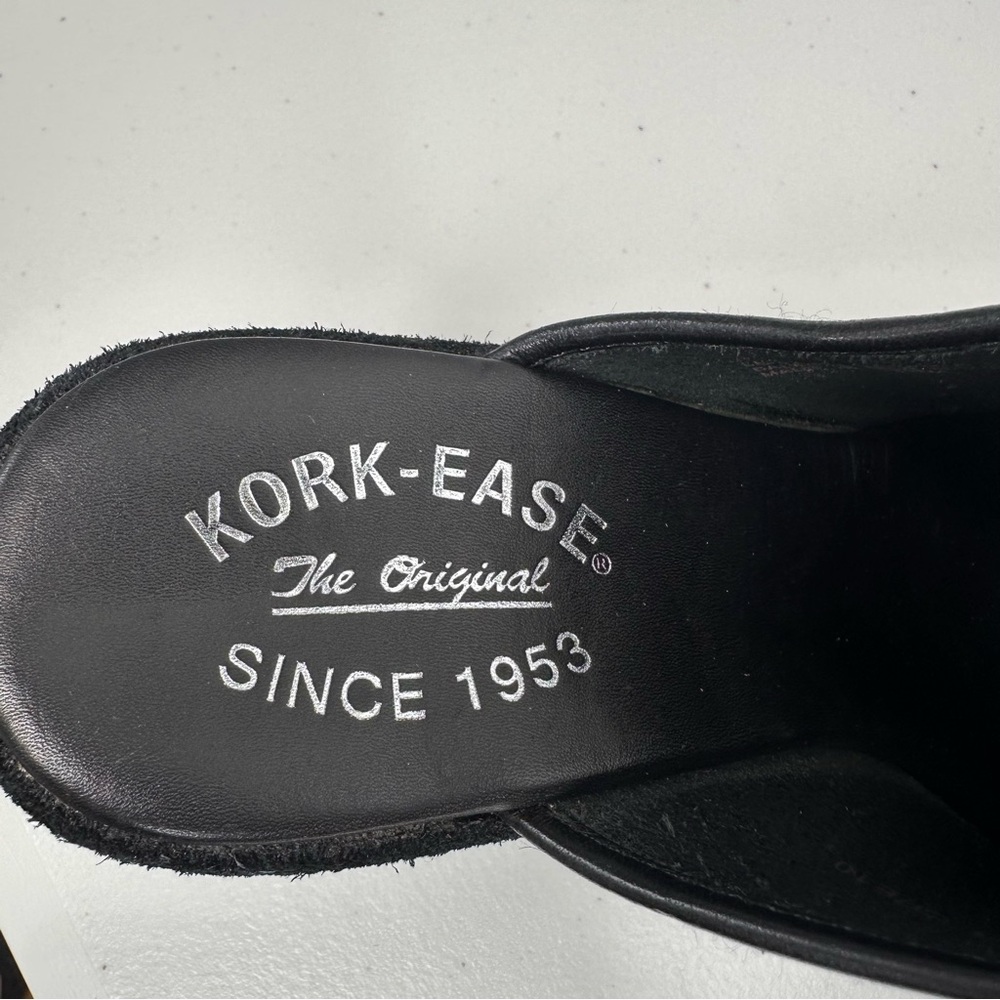 Kork-Ease Leather Heeled Clogs Women’s 10 Black Leather Slip-on Mule Zipper Shoe - Picture 8 of 16